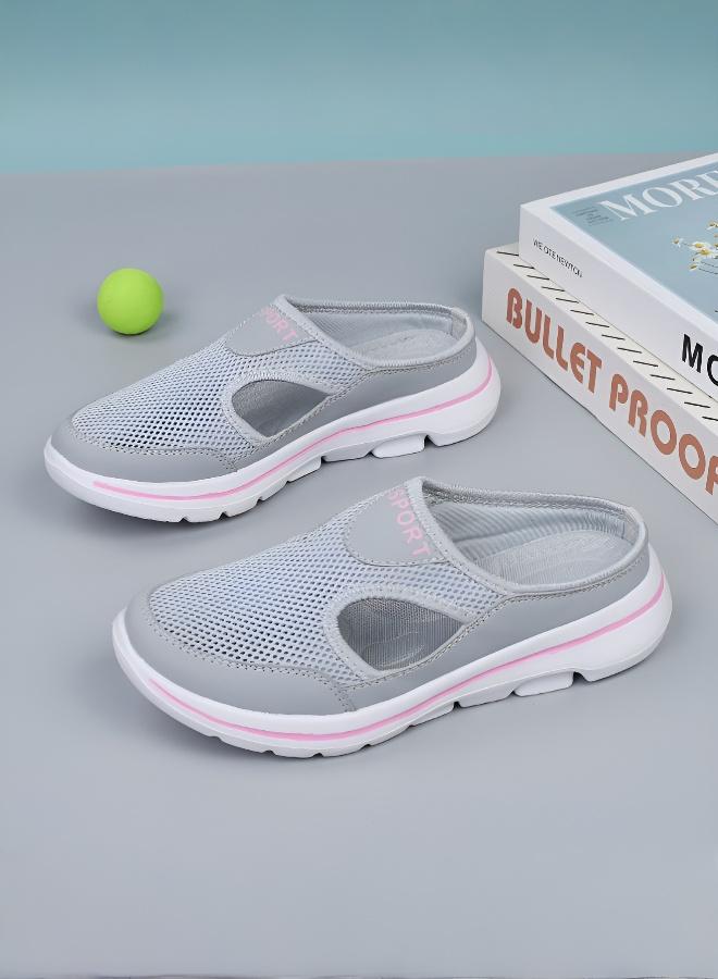 Women's Breathable Mesh Slip-On Sneakers, Trendy Chunky Sole Casual Shoes with Soft Insole, Lightweight Platform Mules for Summer Outdoor & Daily Walk - Image 1