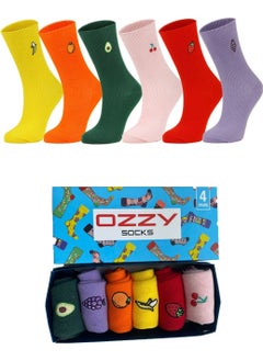 Ozzy Socks 6 Pairs Fruit Embroidered Colorful Socks Box  - Image 1