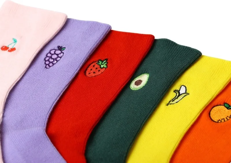 Ozzy Socks 6 Pairs Fruit Embroidered Colorful Socks Box