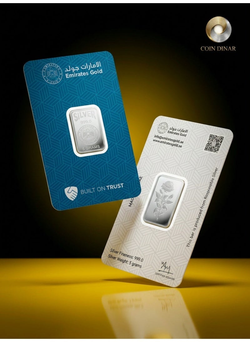 Emirates Gold سبائك الفضة المعتمدة من الإمارات 5 جرام - سبيكة معتمدة - Image 1