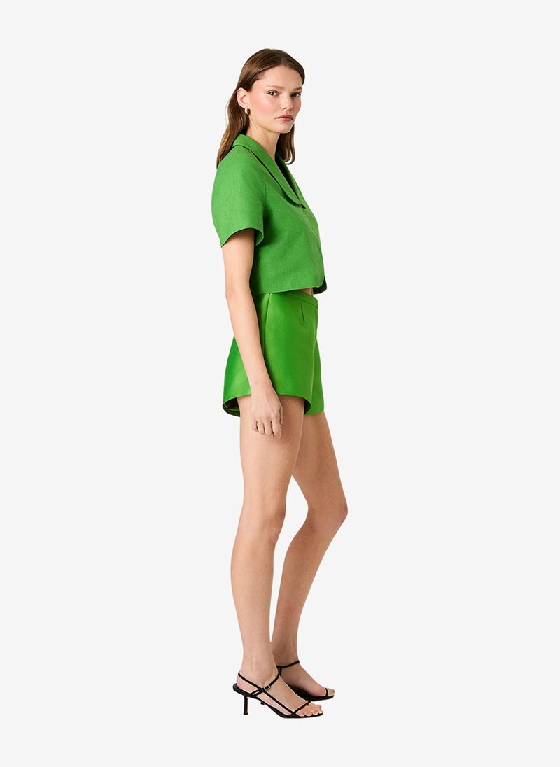 French Connection Women's Botanica Green Theo Linen Oversized Collar Top - Image 4