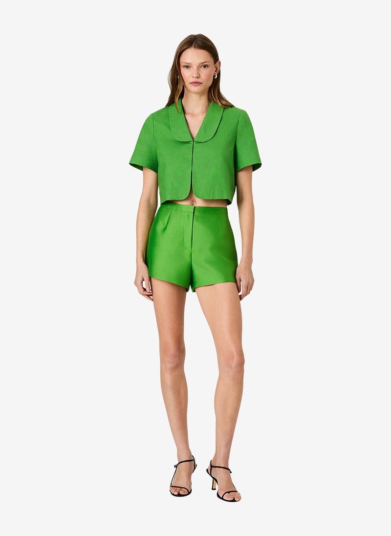 French Connection Women's Botanica Green Theo Linen Oversized Collar Top - Image 2