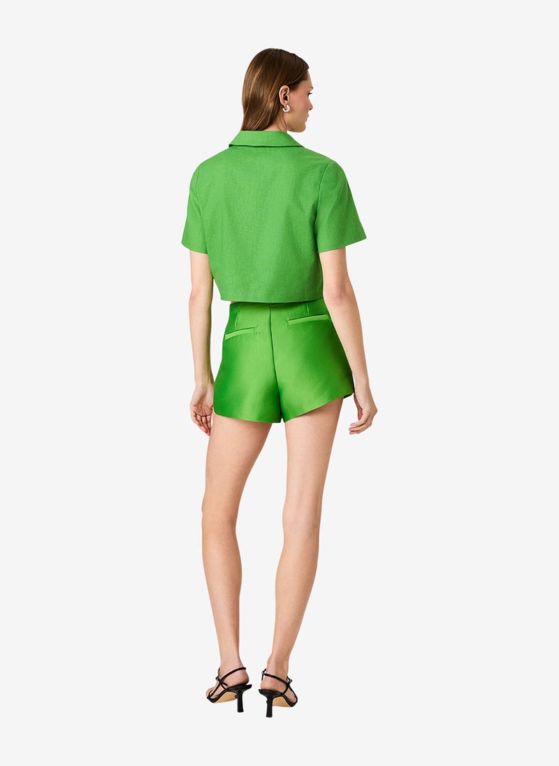 French Connection Women's Botanica Green Theo Linen Oversized Collar Top - Image 5