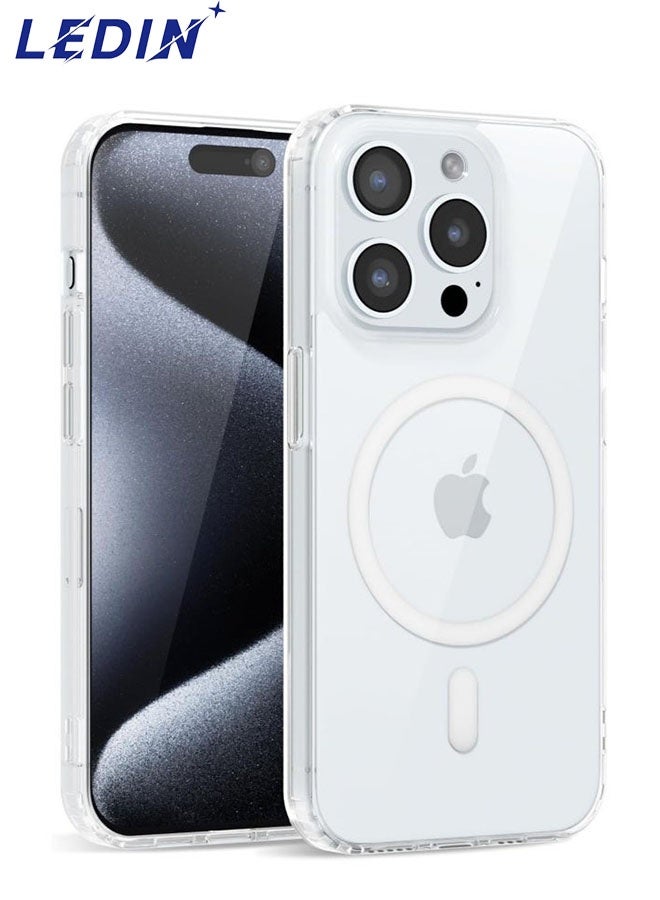 LEDIN Magnetic Clear Case for iPhone 15 Pro Compatible with MagSafe, Military-Grade Protection, Phone Bumper - Image 1