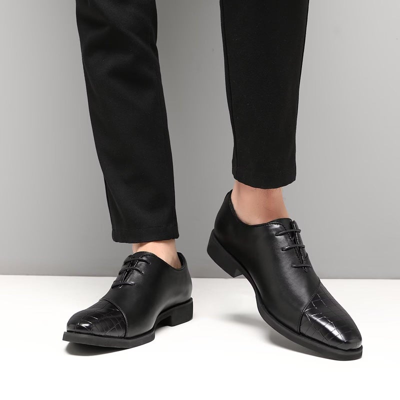 SANNAX Menâ€™s Oxfords Formal Lace Up Dress Shoes, Classic Business Casual Leather Shoes for Men Black - Image 3