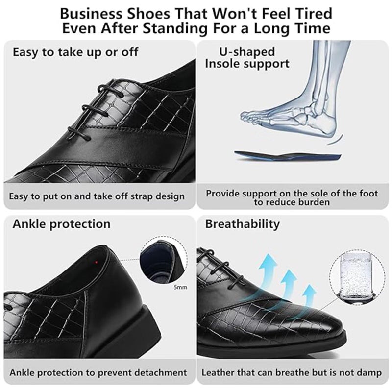 SANNAX Menâ€™s Oxfords Formal Lace Up Dress Shoes, Classic Business Casual Leather Shoes for Men Black - Image 5