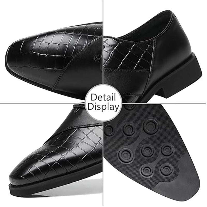 SANNAX Menâ€™s Oxfords Formal Lace Up Dress Shoes, Classic Business Casual Leather Shoes for Men Black - Image 4