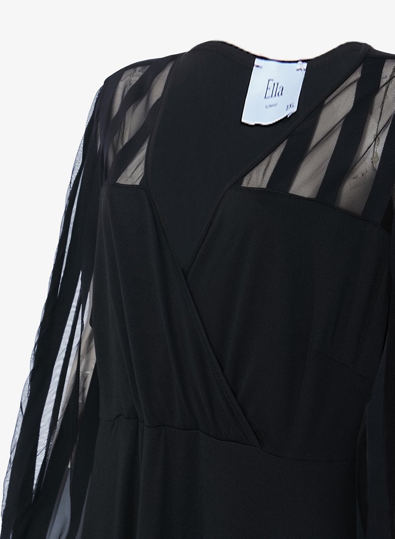 Ella Plus A-line Dress With Sheer Sleeves - Image 3