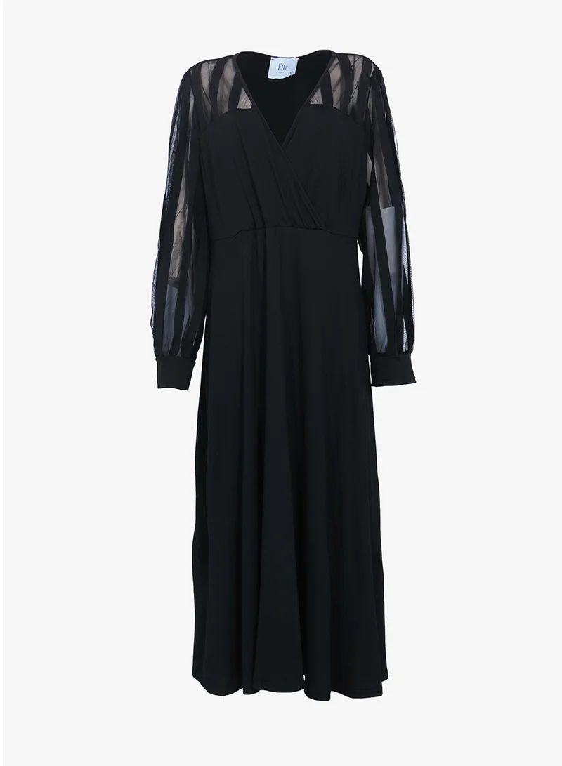 Ella Plus A-line Dress With Sheer Sleeves
