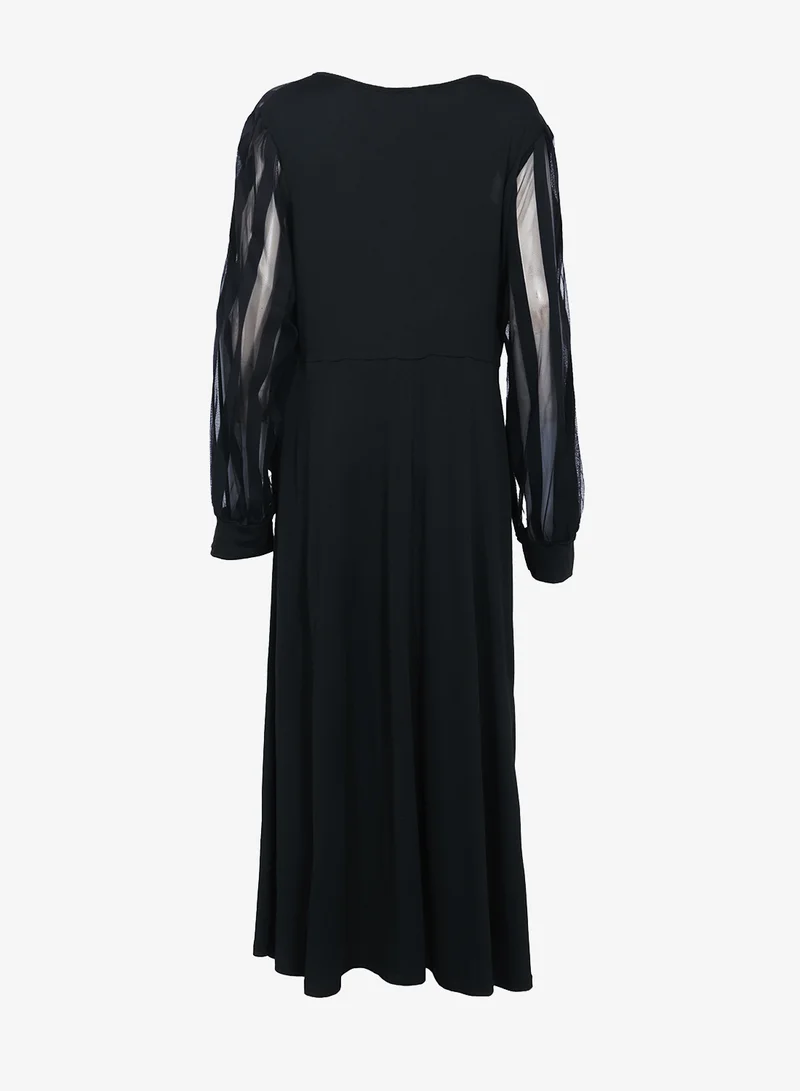 Ella Plus A-line Dress With Sheer Sleeves