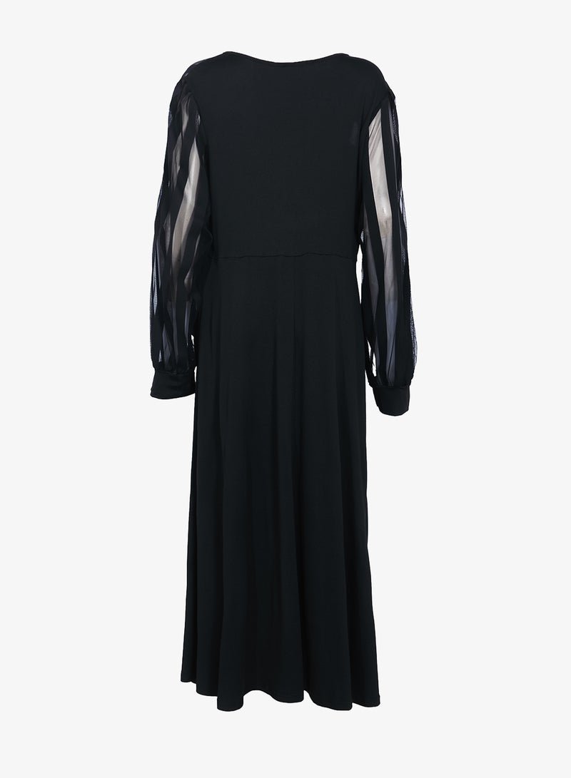 Ella Plus A-line Dress With Sheer Sleeves - Image 2