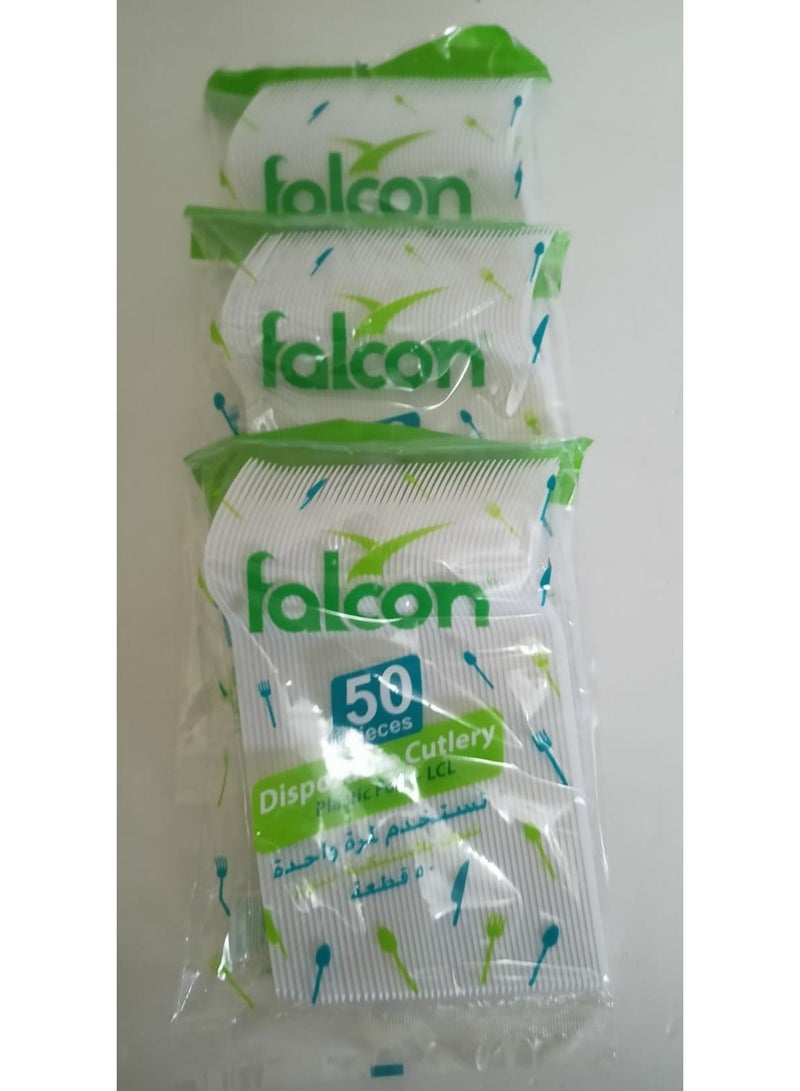 Falconpack Falcon  Pack Of 3 X 50 Pcs Plastic Forks White  150 Pcs - Image 1
