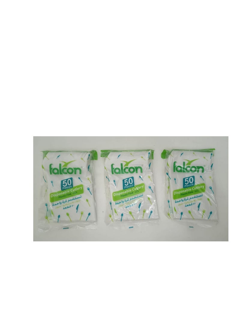 Falconpack Falcon  Pack Of 3 X 50 Pcs Plastic Forks White  150 Pcs - Image 2