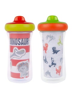 The First Years Dinosaur Kids Insulated Sippy Cups Dishwasher Safe Spill Proof Toddler Cups Ages 12 Months And Up 9 Ounces 2 Count  - Image 1
