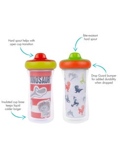 The First Years Dinosaur Kids Insulated Sippy Cups Dishwasher Safe Spill Proof Toddler Cups Ages 12 Months And Up 9 Ounces 2 Count  - Image 4