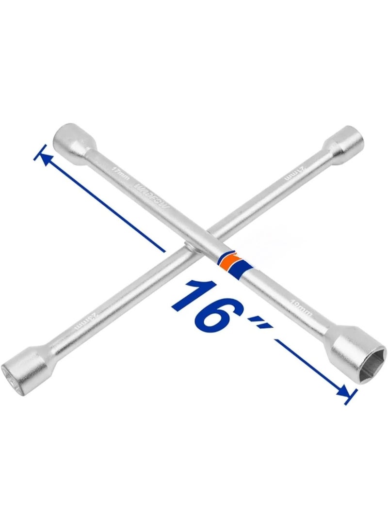 16-Inch Carbon Steel Cross Wheel Wrench - Heavy Duty & Durable Lug Nut Remover - Strong Automotive Tool for Easy Tire Change - Image 1