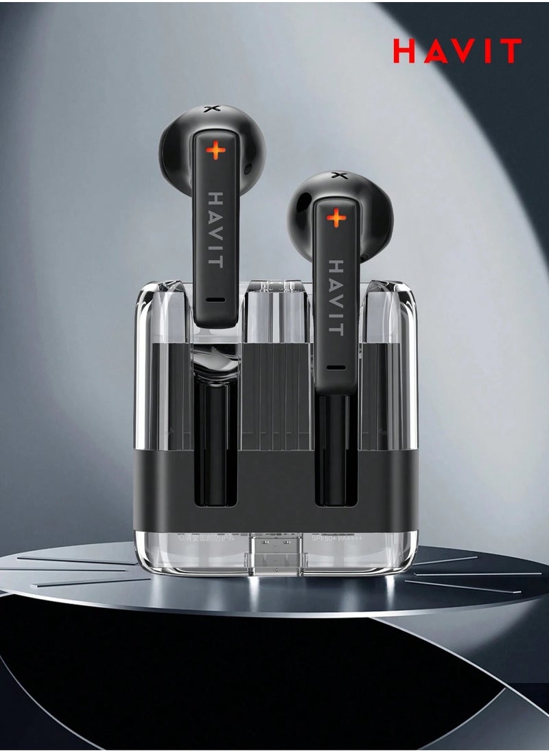 havit TWS Bluetooth Earbuds V5.3, True Wireless Earphones with Touch Control, 20H Battery Life, Immersive Stereo Sound, Sweatproof, Ergonomic In-Ear Design, USB-C Charging, iOS & Android Compatible, Sports & Gaming Headphones with Voice Assistant (Black)  - Image 1