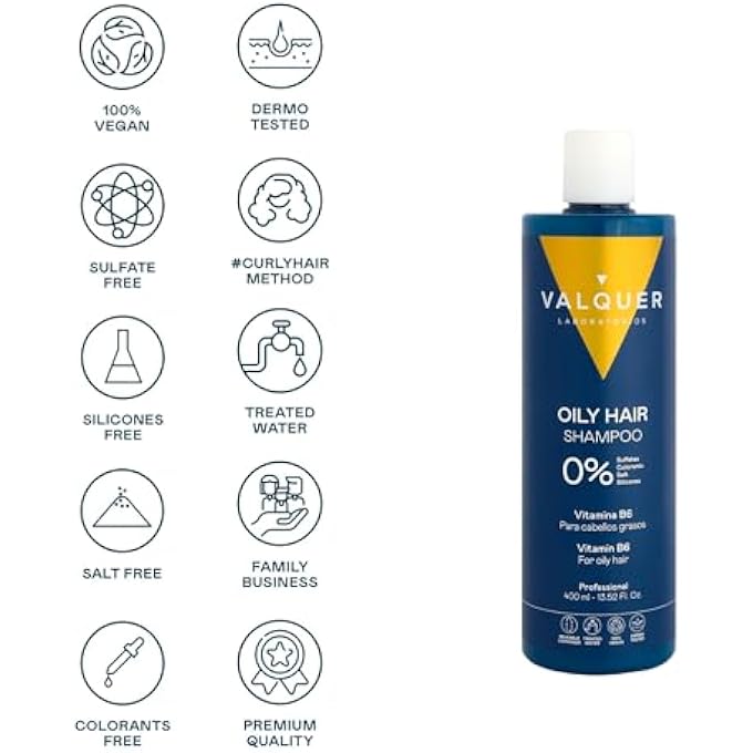 Valquer Laboratorios VALQUER SHAMPOO FOR OILY HAIR SPECIALLY INDICATED TO SELF-REGULATE HAIR OILINESS. FORMULATED WITH BUCH LEAVES, VITAMIN E & PANTHENOL. ZERO% SULFATES & SALT. - 400ML - Image 3