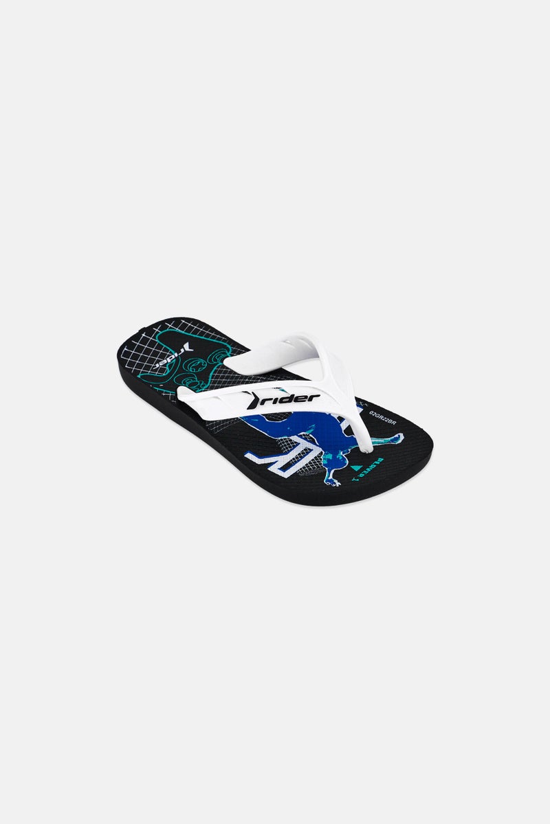RIDER Kids Boy Street Joy Slip On Slippers, Black - Image 1