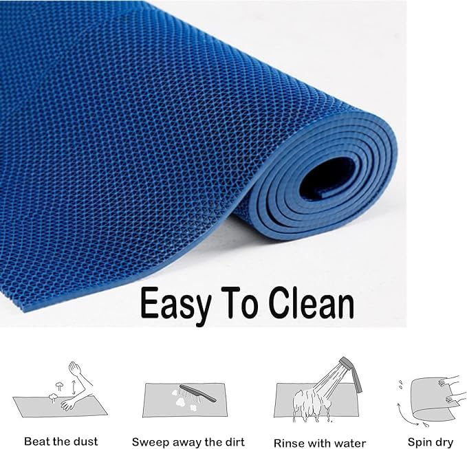 TIB Anti Skid & Multipurpose PVC Rubber Mat for Floor, Swimming Pool Mat, Shower Mat, Carpet, Rainmat, Bathroom Mat, Waterproof Entrance Doormat, 4X3 Feet Blue - Image 3