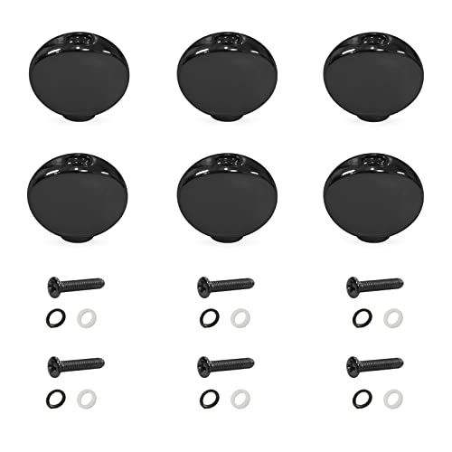 MAXCHEER 6PCS Metal Big Square Shape Guitar Tuning Peg Tuners Machine Head Replacemen Buttons knob Handle Tip (Black Oval) - Image 1