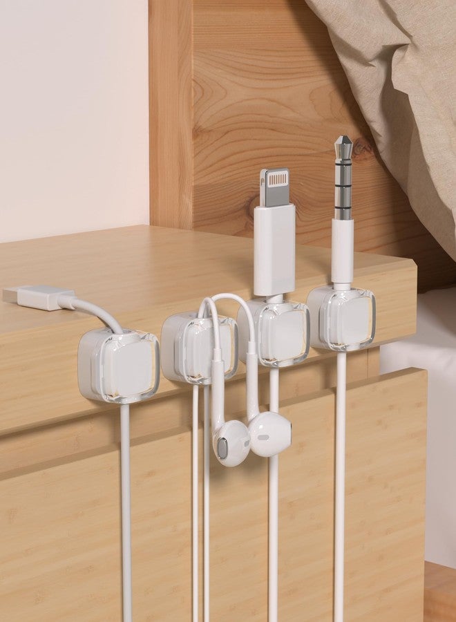 COOCAT Magnetic Cable Clips, Adjustable Cord Holder for Under Desk Cable Management, Adhesive Wire Keeper Organizer for Home Office Desk Phone Car Wall Desktop Nightstand (9-Pack White Crystal) - Image 3