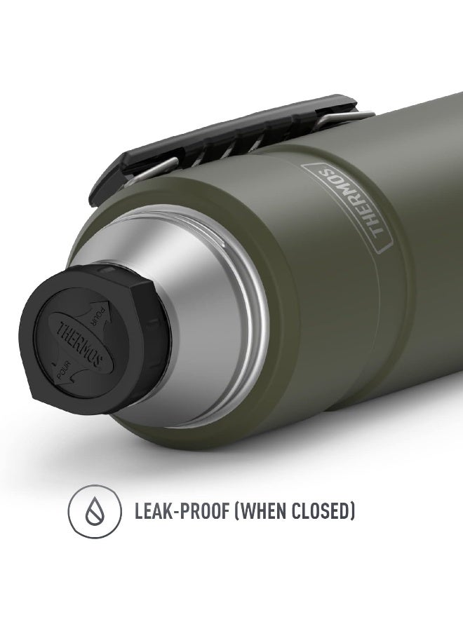 THERMOS STAINLESS STEEL VACUUM INSULATED ARMY GREEN BOTTLE 1.2LTR - Image 3