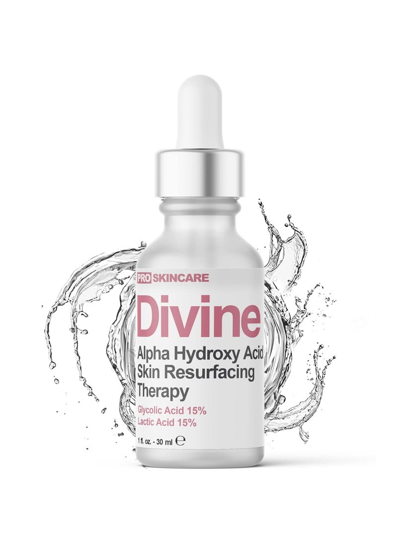 DIVINE DERRIERE - Glycolic Acid  Lactic Acid Peeling Solution  SKIN PERFECTING 30 AHA Liquid Professional Grade Chemical Face Peel for Acne Scars Collagen Boost Wrinkles Fine Lines  AHA  1 fl oz - Image 1