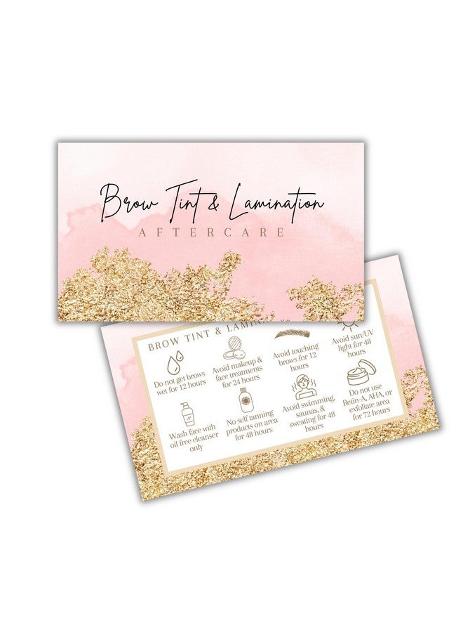 Lashicorn Brow Tint And Lamination Aftercare Instruction Cards 50 Pk 2 X 3.5” Minimalist For Clients Take Home Wallet Info Business Eyebrow Artist Microblading - Image 1
