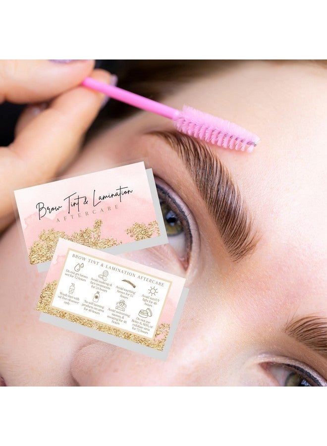 Lashicorn Brow Tint And Lamination Aftercare Instruction Cards 50 Pk 2 X 3.5” Minimalist For Clients Take Home Wallet Info Business Eyebrow Artist Microblading - Image 4