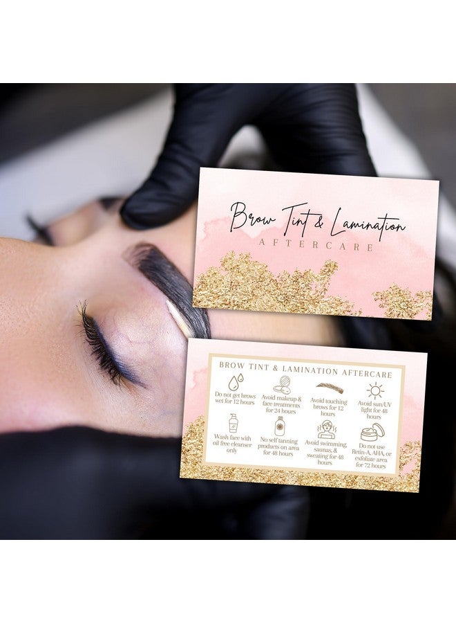 Lashicorn Brow Tint And Lamination Aftercare Instruction Cards 50 Pk 2 X 3.5” Minimalist For Clients Take Home Wallet Info Business Eyebrow Artist Microblading - Image 5