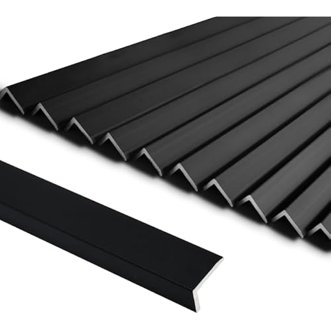 10-PACK 12 INCH PEEL AND STICK ALUMINUM TILE TRIM, DECORATIVE KITCHEN BACKSPLASH TRIM EDGE, SELF ADHESIVE TILE LINER MATTE BLACK MEDIUM - Image 2