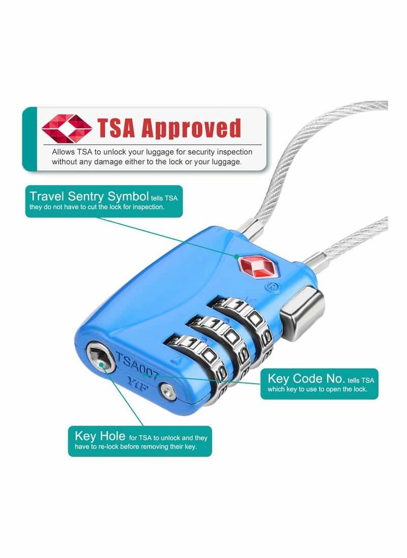 SYOSI - Luggage Padlocks TSA Approved Customs Lock Mini Luggage Padlock Flexible Cable Travel Coded Suitcase Lock Small Gym Locker Padlock with 3 Digit Combination - Image 1