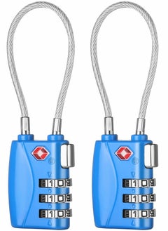 Luggage Padlocks TSA Approved Customs Lock Mini Luggage Padlock Flexible Cable Travel Coded Suitcase Lock Small Gym Locker Padlock with 3 Digit Combination
