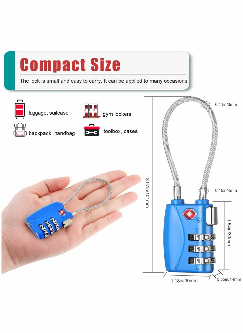 SYOSI - Luggage Padlocks TSA Approved Customs Lock Mini Luggage Padlock Flexible Cable Travel Coded Suitcase Lock Small Gym Locker Padlock with 3 Digit Combination - Image 1