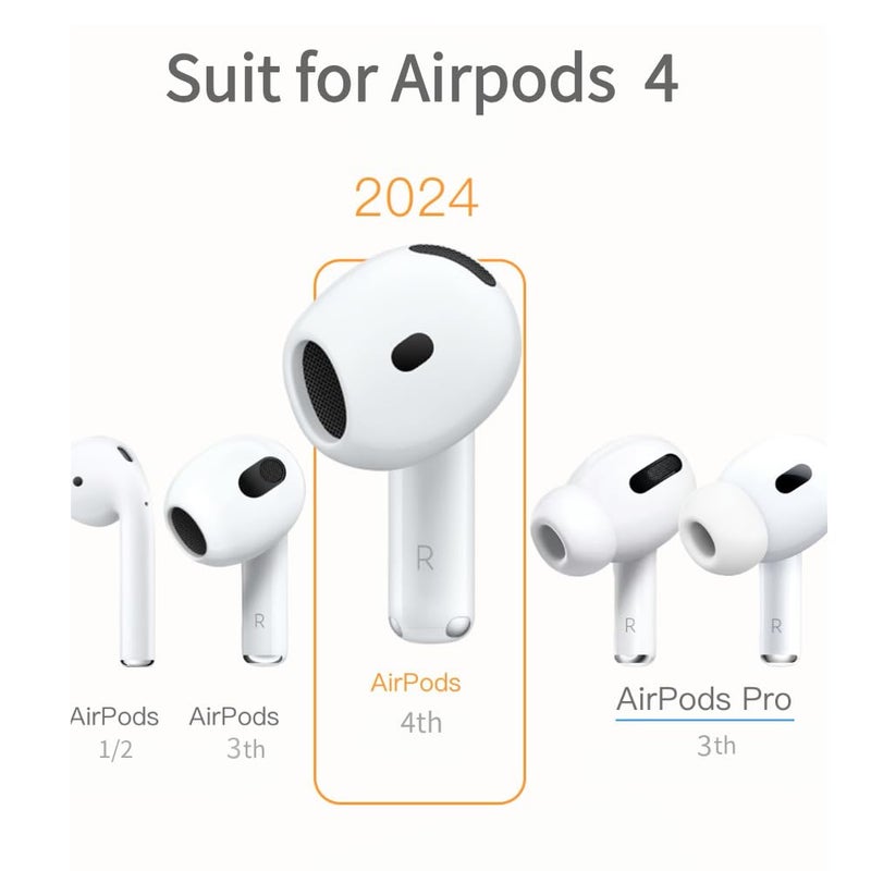 Love Mei 6 Pairs Ear Cover for AirPods 4,Anti Slip Ear Skin Tips Accessories Sport Ultra Thin Slim Soft Silicone Ear Tips Earbuds Gel Cover Compatible with AirPods 4th Generation (White) - Image 3