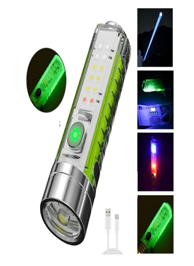 Davin Mini LED Flashlight USB Rechargeable Torch UV Lamp Strong Magnetic 8 Modes Lighting Outdoor Camping Portable Pocket Flashlight  - Image 2