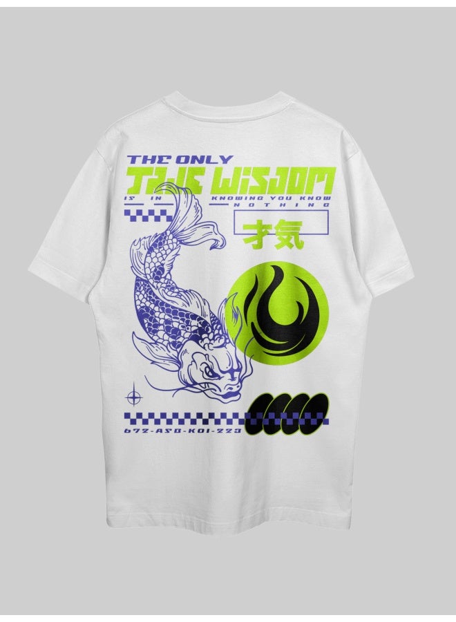 THREADCURRY Knowledge is Power Oversized Drop Shoulder Cotton Loose Printed T-Shirt for Men - Image 1