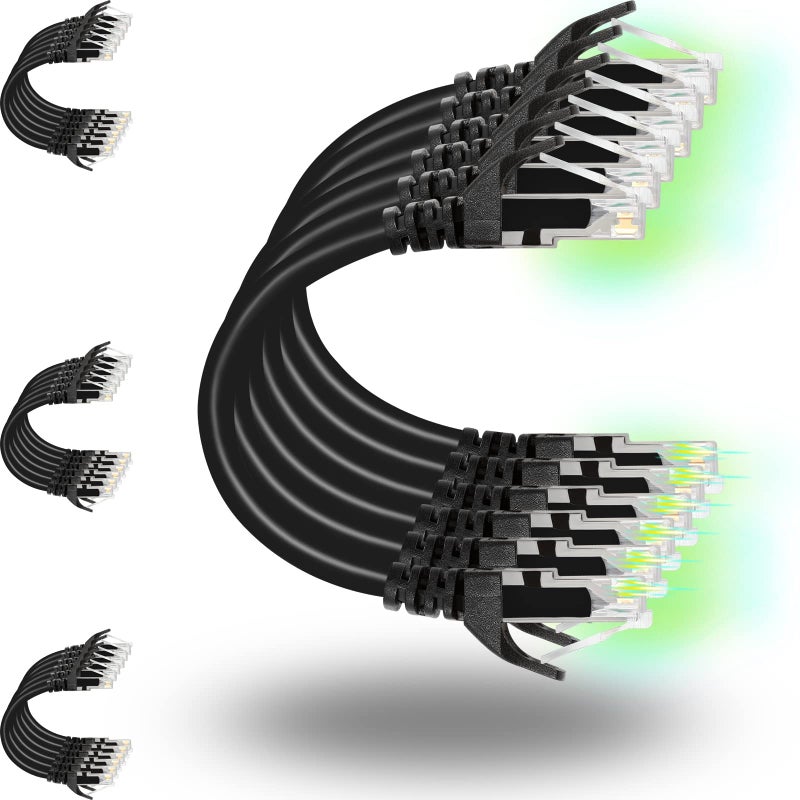 Rapink Patch Cables Cat6 1ft (24 Pack), Ethernet Patch Cable 10G, Cat 6 Patch Cable for Patch Panel to Switch, Flexiable Cat 6 Ethernet Cable with Gold Plated Black - Image 1