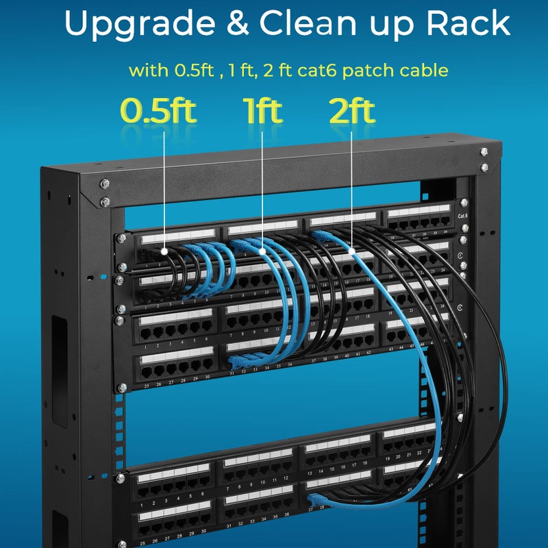 Rapink Patch Cables Cat6 1ft (24 Pack), Ethernet Patch Cable 10G, Cat 6 Patch Cable for Patch Panel to Switch, Flexiable Cat 6 Ethernet Cable with Gold Plated Black - Image 5
