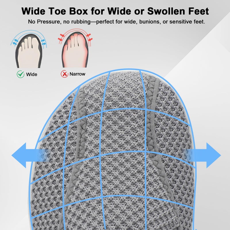 JOINFREE Walking Shoes for Women & Men Wide Toe Box Diabetic Shoes with Adjustable Upper Non Slip Casual Sneakers Comfortable for Swollen Feet, Edema, Arthritis & Elderly Light Grey Women 9/Men 7 - Image 5