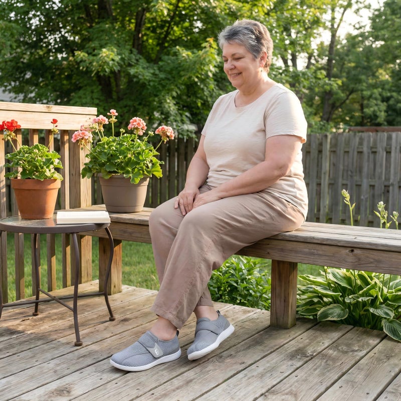 JOINFREE Walking Shoes for Women & Men Wide Toe Box Diabetic Shoes with Adjustable Upper Non Slip Casual Sneakers Comfortable for Swollen Feet, Edema, Arthritis & Elderly Light Grey Women 9/Men 7 - Image 2