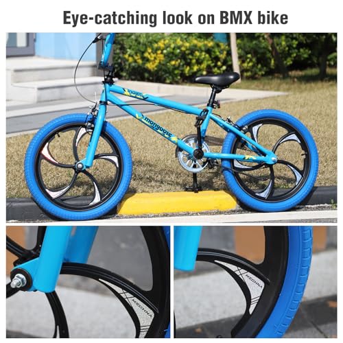 BALINGE 20" Aluminum Alloy One-Piece Bike Wheels – 5-Spoke Rim with Disc Brake & Freewheel Hub, 420mm Diameter, 30mm Width, Schrader Valve,Nylon Brake Pads, Solid axles，for Mountain/Folding/Kids/BMX Bikes - Image 3