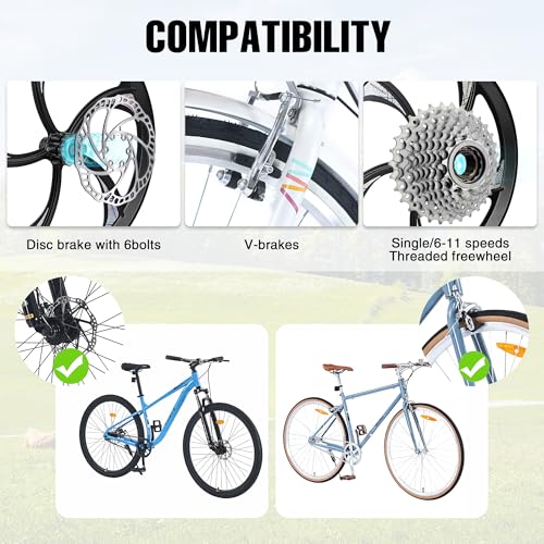 BALINGE 20" Aluminum Alloy One-Piece Bike Wheels – 5-Spoke Rim with Disc Brake & Freewheel Hub, 420mm Diameter, 30mm Width, Schrader Valve,Nylon Brake Pads, Solid axles，for Mountain/Folding/Kids/BMX Bikes - Image 4