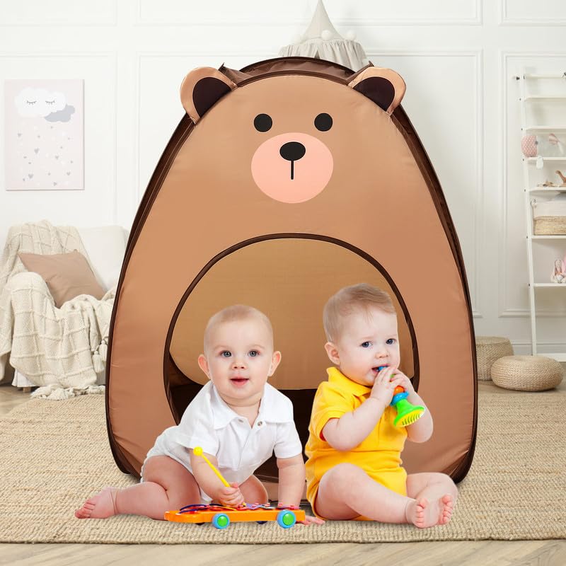 Lucky castle Kids Play Tent Lucky Castle Pop Up Tent for Kid Cute Tent for Boys and Girls Indoor Outdoor Play Tent with Storage Bag Perfect Kids GiftBrown Bear - Image 4