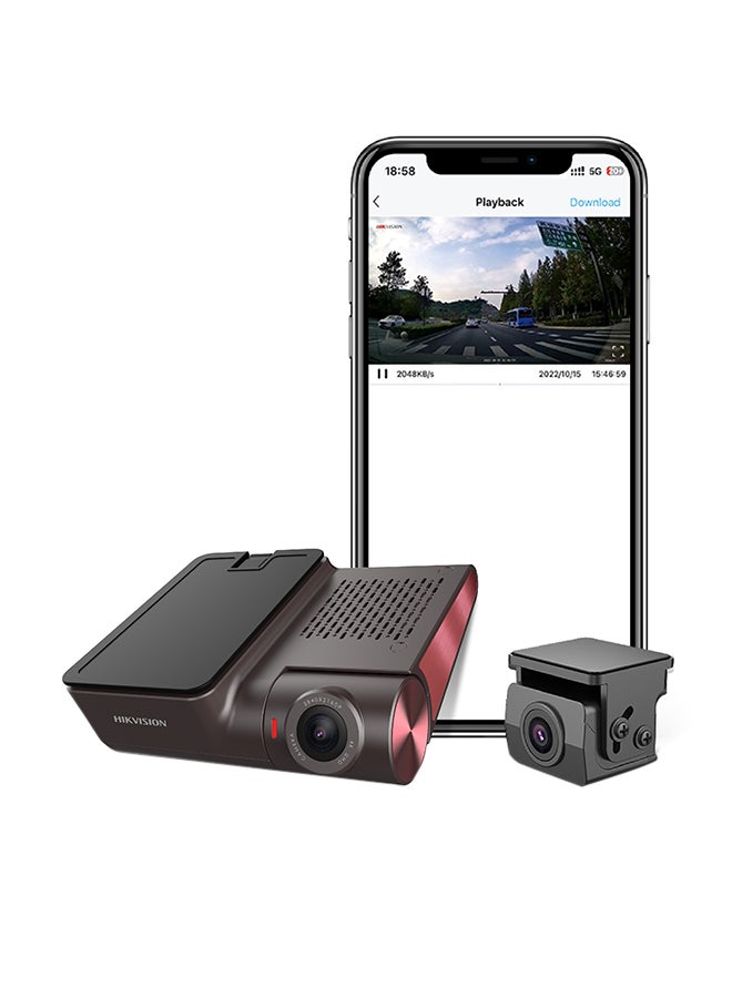 هيك فيجن G2Pro Dash Cam، 4K، كاميرات أمامية وخلفية، واي فاي، شاشة لمس 3 بوصة، تطبيق، ADAS، GPS، التحكم الصوتي، تسجيل حلقة، كابل خط باك في الصندوق، مراقبة مواقف السيارات، مكثف فائق مدمج، جهاز التحكم عن بعد - Image 1