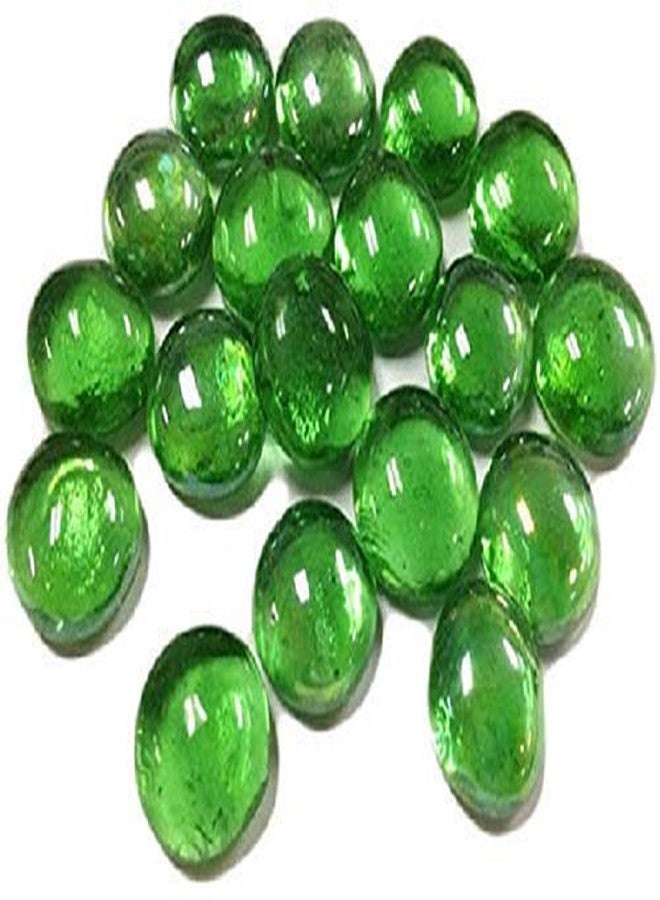 VANNEF Decorative Super Shiny Glossy Glass Pebbles Stone for Vase Fillers Plant Pots Home Garden & Outdoor Decoration (Transparent White & Green, 950gm) - Image 3