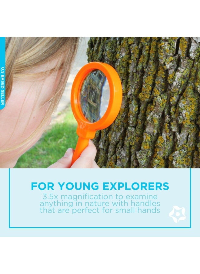 Get Out! - Get Out Magnifying Glasses For Classroom - 6 Pack Shatterproof Hand Held Magnifying Glass For Students With Stand- Preschool Class Set Of Lightweight Plastic Plant Leaf And Insect Magnifier Glass - Image 1