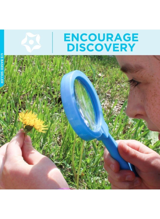 Get Out! - Get Out Magnifying Glasses For Classroom - 6 Pack Shatterproof Hand Held Magnifying Glass For Students With Stand- Preschool Class Set Of Lightweight Plastic Plant Leaf And Insect Magnifier Glass - Image 1