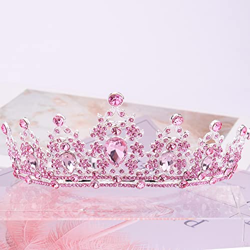 Didder Pink Crystal Tiaras for Women, Princess Crown with Comb Wedding Tiaras and Crowns for Women Tiaras for Girls Birthday Party Hair Accessories Bride Headband Bride for Prom Christmas - Image 2